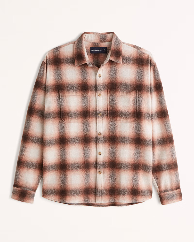 Abercrombie & Fitch Men's Boucle Flannel in Orange Plaid - Size S | Abercrombie & Fitch (US)
