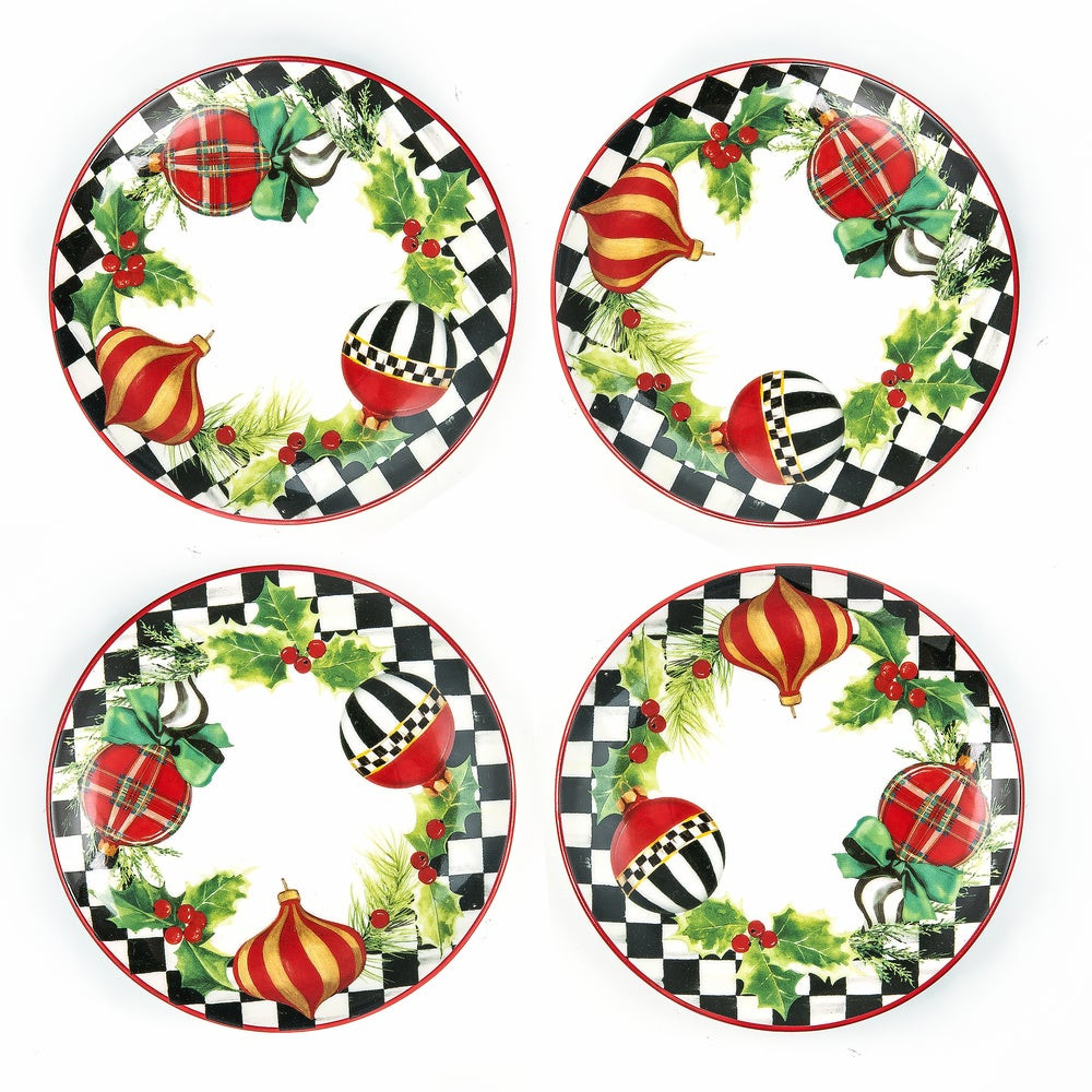 Deck the Halls Appetizer Plates, Set of 4 | MacKenzie-Childs