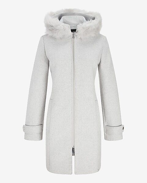 Faux Fur Hooded Wool-Blend Coat | Express