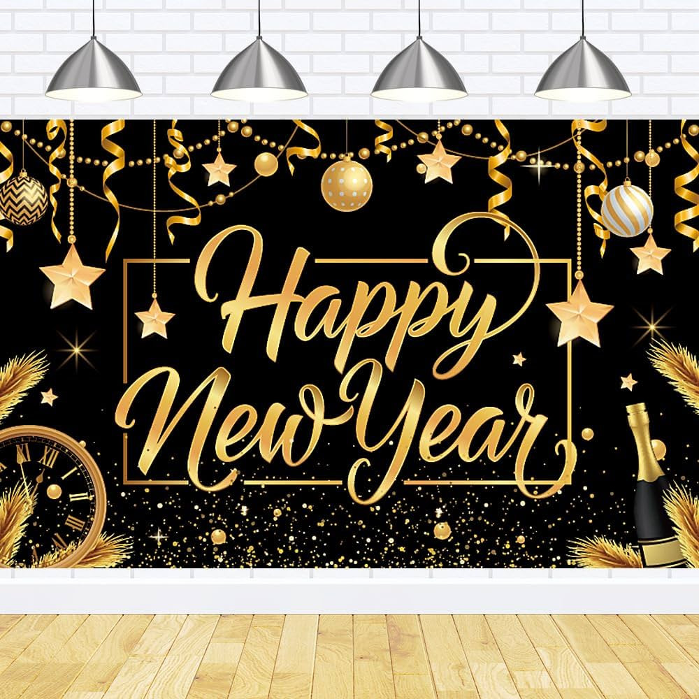 Happy New Year Decorations 2024 New Year Banner New Year Backdrop New Year Eve Decorations New Ye... | Amazon (US)