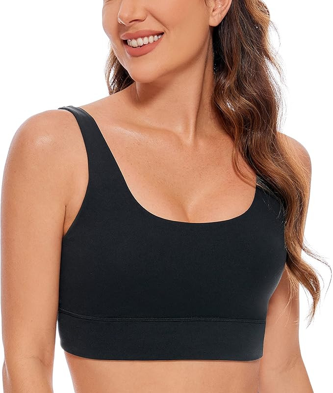 CRZ YOGA Womens Butterluxe U Back Sports Bra - Scoop Neck Padded Low Impact Workout Yoga Bra with... | Amazon (US)