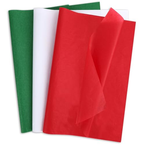 SANNIX 100 Sheets Christmas Tissue Paper, Red Green White Wrapping Tissue Paper for Christmas Gift Bags Wrapping DIY Crafts Holiday Xmas Party Decoration 19.7 ×13.8 Inch | Amazon (US)