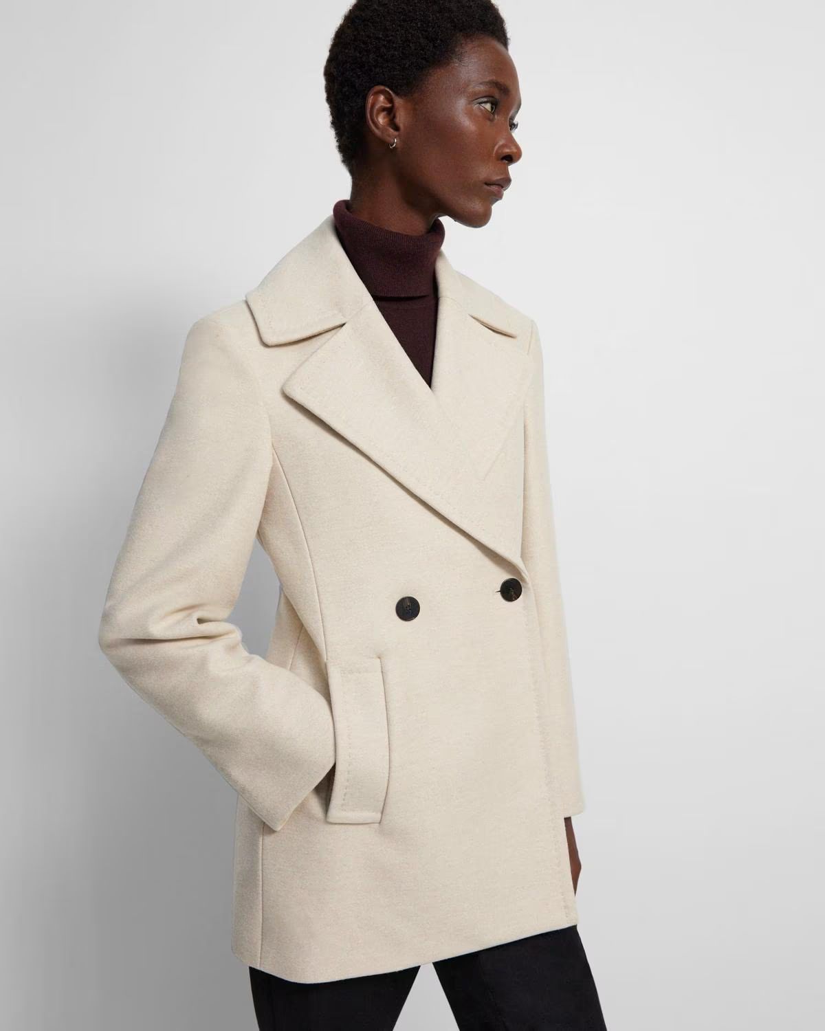 Sculpted Peacoat in Recycled Wool Melton | Theory