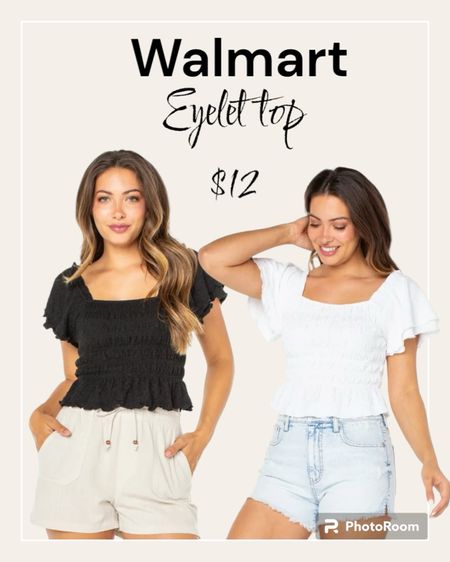 Walmart black and white eyelet tops for $12.00. 

#walmartfashion

#LTKfindsunder50