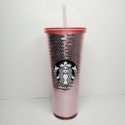 Starbucks 2017 Pink Rose Sequin Venti Tumbler Cold Cup Straw 24 Oz. Rare EUC | eBay US