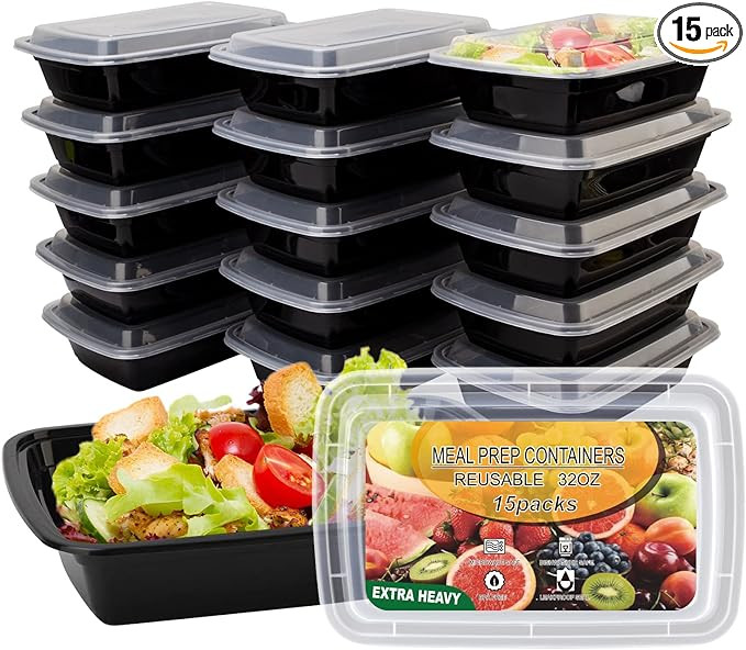 15 Pack- Meal Prep Containers 32oz, Plastic Food Prep Containers Reusable, Leakproof To Go Food C... | Amazon (US)