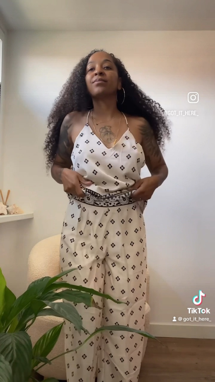 Don’t we all love a good set! H&M satin wide leg pants and satin cami top. I wear a size small in the top and a size 38 pants. I sized up with the pants. ( I normally wear a 36, but these run small. )  

#LTKunder50 #LTKFind #LTKstyletip