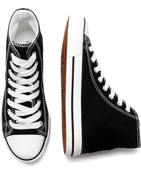 kufeiti Women’s High Top Canvas Sneakers Canvas Shoes Lace up White Black Sneakers Casual Walki... | Amazon (US)