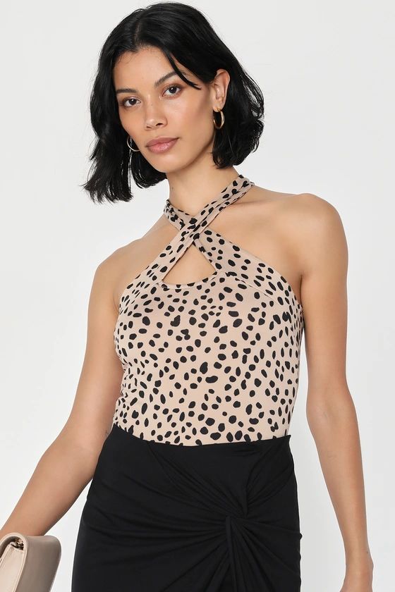 Wildly Gorgeous Tan Cheetah Print Cross-Front Bodysuit | Lulus (US)