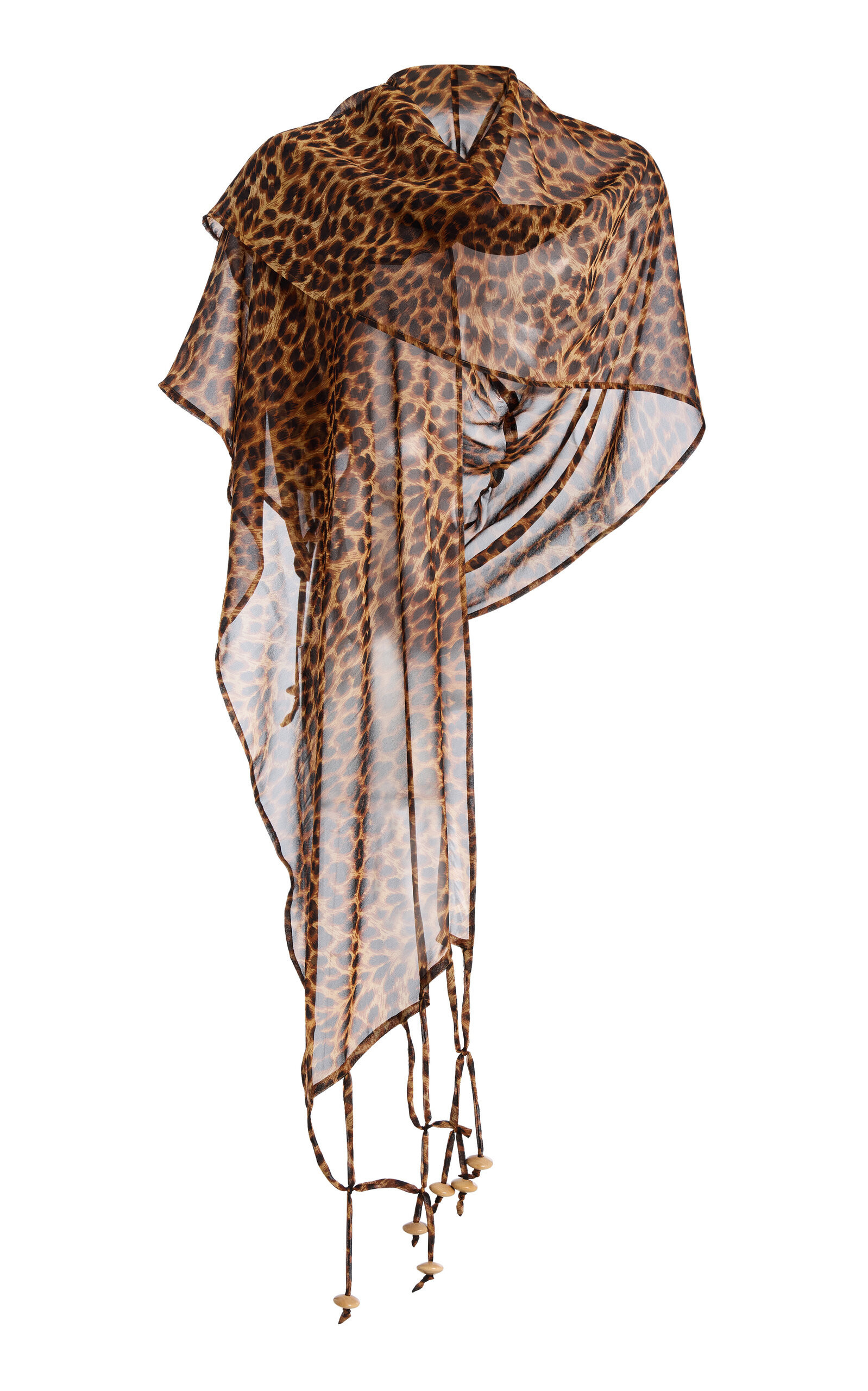 PARDOhats Exclusive La Isla Sahara Beaded Leopard-Print Silk Hooded Scarf - Moda Operandi | Moda Operandi (Global)