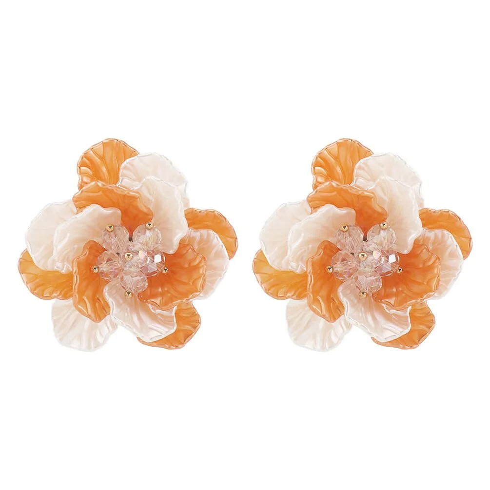 PAURO Flower Earrings for Women Statement Elegant Cubic Zirconia Colorful Imitation Pearl Post Ae... | Walmart (US)