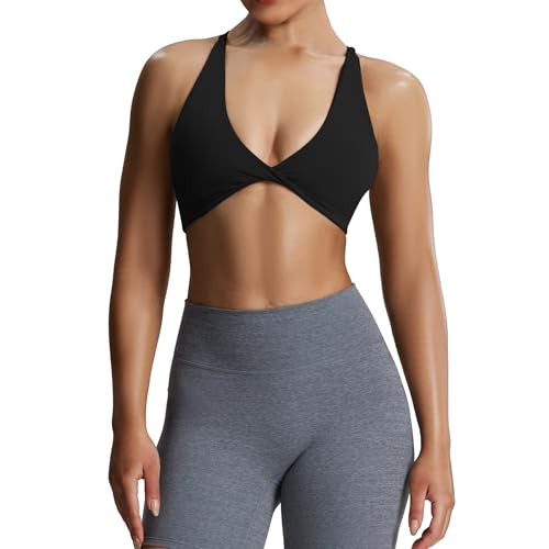 Aoxjox Women's Workout Sports Bras Fitness Metamorph Sienna Twist Bra Yoga Crop Tank | Amazon (US)