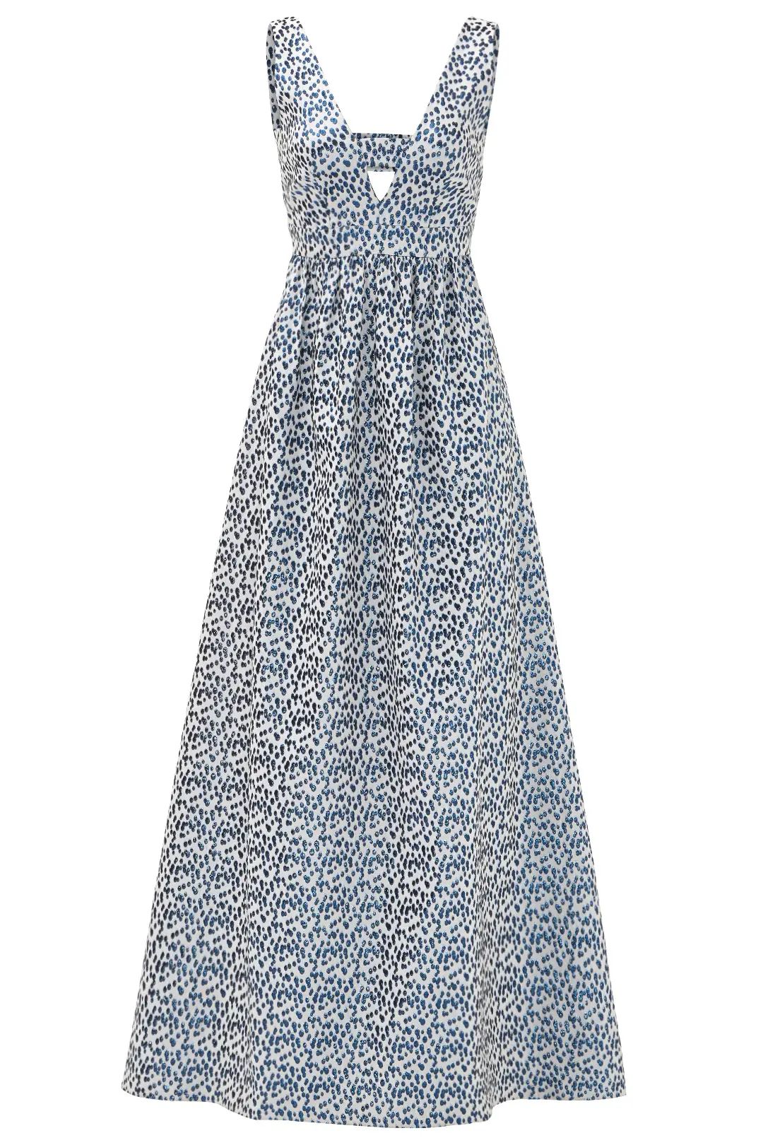 Nicole Miller Blue Printed Jacquard Gown | Rent The Runway