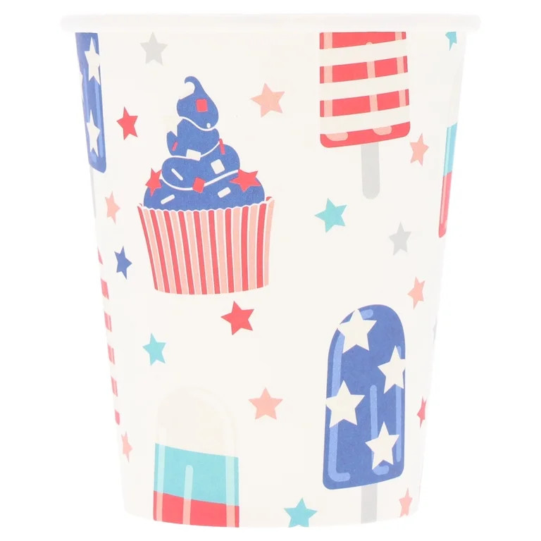 Disposable Ice Pops and Ice Cream Cones Paper Party Cups, Red/White/Blue, 9 oz, 8 Count, Patrioti... | Walmart (US)