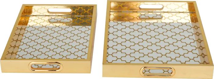 VIVIAN LUNE HOME Gold Plastic Mirrored Geometric Tray - Set of 2 | Nordstromrack | Nordstrom Rack