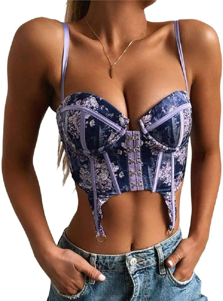 Women's Sexy Bustiers Corsets Push Up Off Shoulder Crop Tops Spaghetti Strap Tank Top Party Clubw... | Amazon (US)