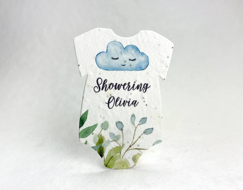 Custom, Personalized Onesie Shape - Showering Baby Name - For Baby Shower - Wildflower Seed Paper... | Etsy (CAD)