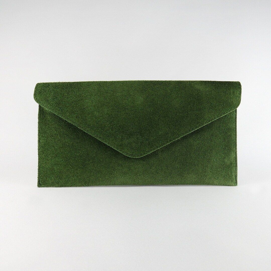 Genuine Suede Leather Evening Envelope Olive Green Clutch Crossbody Shoulder Bag Bridesmaid Gift ... | Etsy (US)