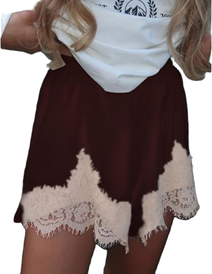 Women's Satin Lace Shorts Y2k Silky Elastic Waist Flowy Mini Shorts Coquette Going Out Slip Botto... | Amazon (US)
