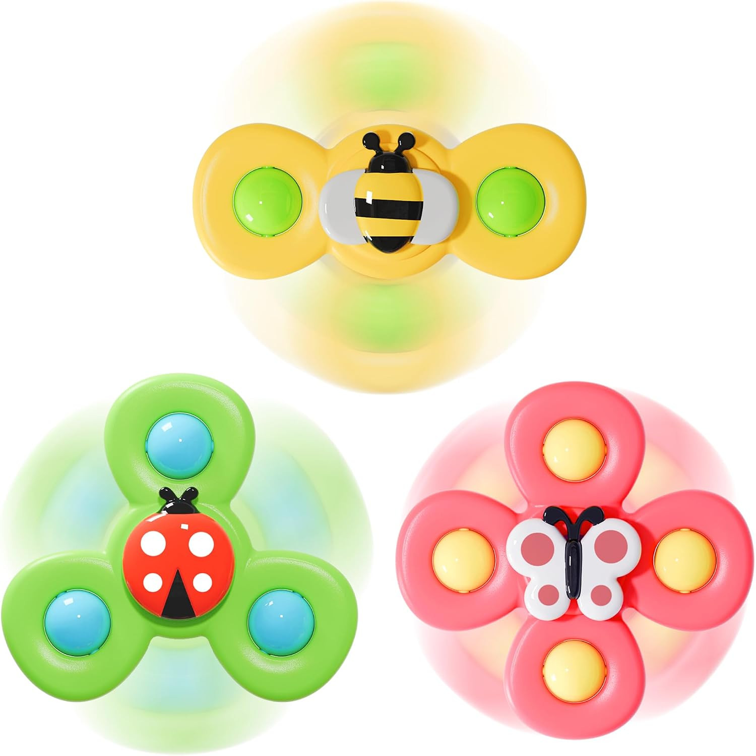 LiKee Strong Suction Cup Fidget Rotating Sensory Bath Toys for Baby Christmas Stocking Stuffers, Airplane Car Travel Table & Window Toys for Toddler Boys and Girls, 10+ Months | Amazon (US)