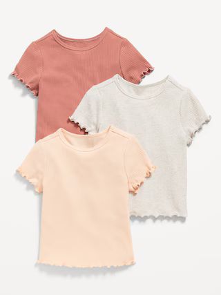 Short-Sleeve Lettuce-Edge T-Shirt 3-Pack for Toddler Girls | Old Navy (US)