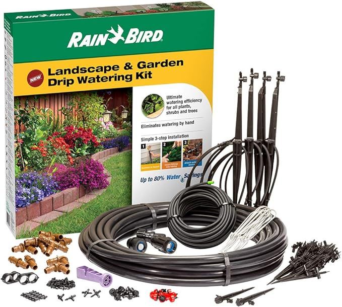 Rain Bird LNDDRIPKIT Drip Irrigation Landscape/Garden Watering Kit with Drippers, Micro-Bubblers,... | Amazon (US)