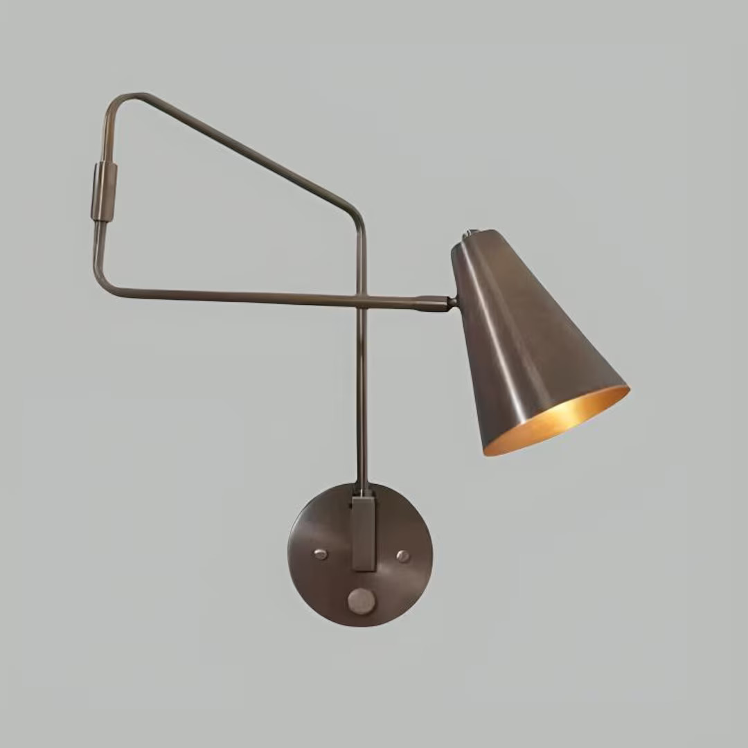 Mid Century Modern Adjustable Single Arm Brass Stilnovo Style Wall Sconce Lamp, Antique Patina In... | Etsy (US)