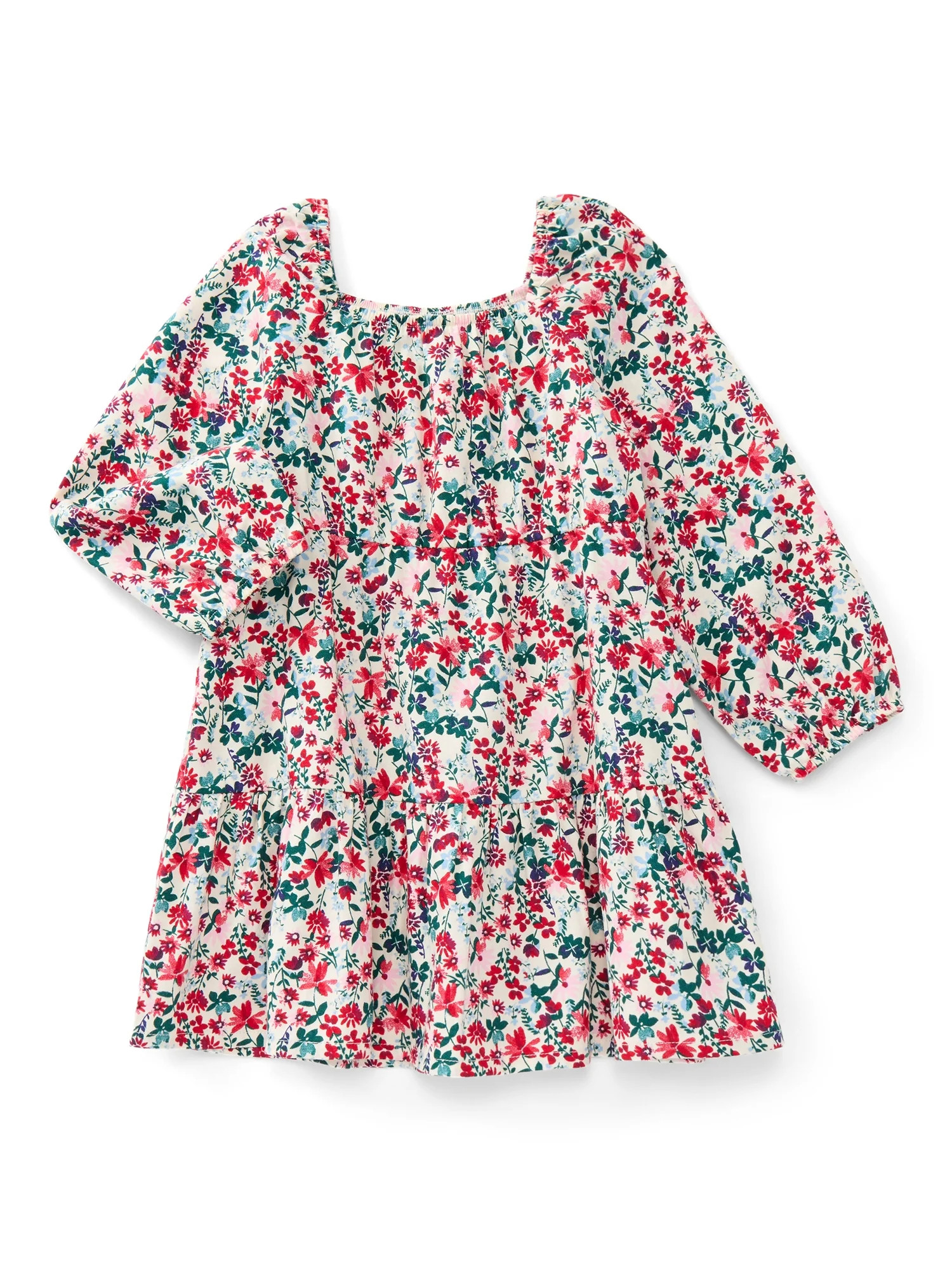 Wonder Nation Toddler Girls' Tiered Cotton Dress, Sizes 12M- 5T | Walmart (US)