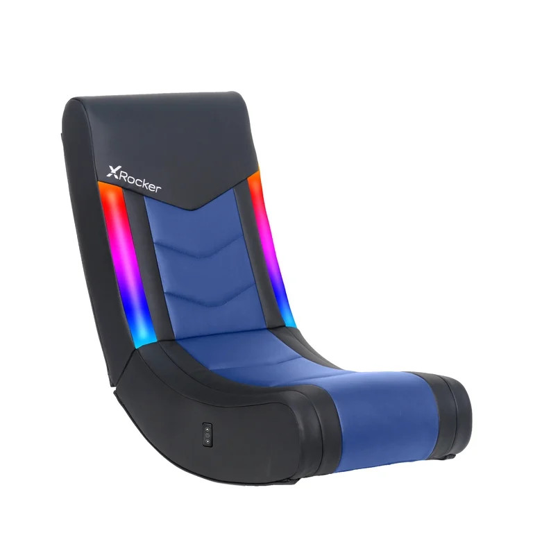 X Rocker Solo Floor Rocker Gaming Chair with RGB Lighting, Blue | Walmart (US)