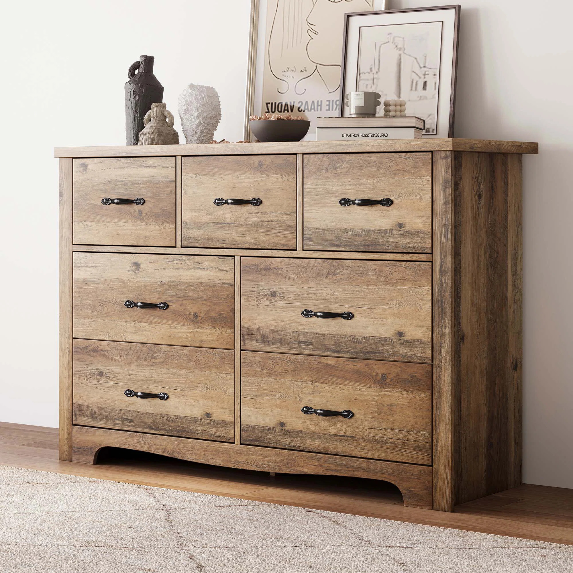 Lark Manor Anjuan 7 Drawer 47.2" W Double Dresser & Reviews | Wayfair | Wayfair North America