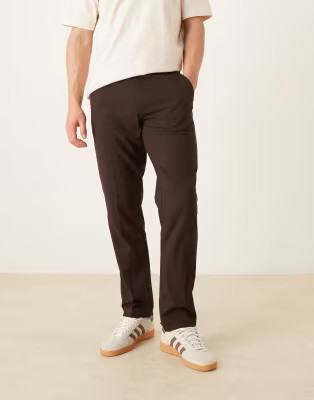 ASOS DESIGN smart slim trouser in dark brown | ASOS (Global)