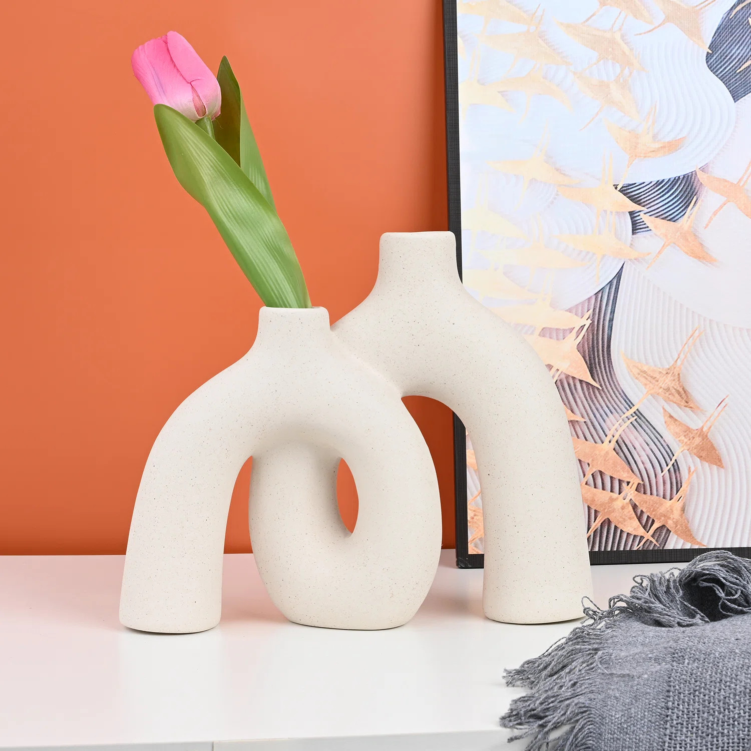 White Decor Vase, Hug Decorative Vase Modern Nordic Boho Style Vase Home Decor | Wayfair North America