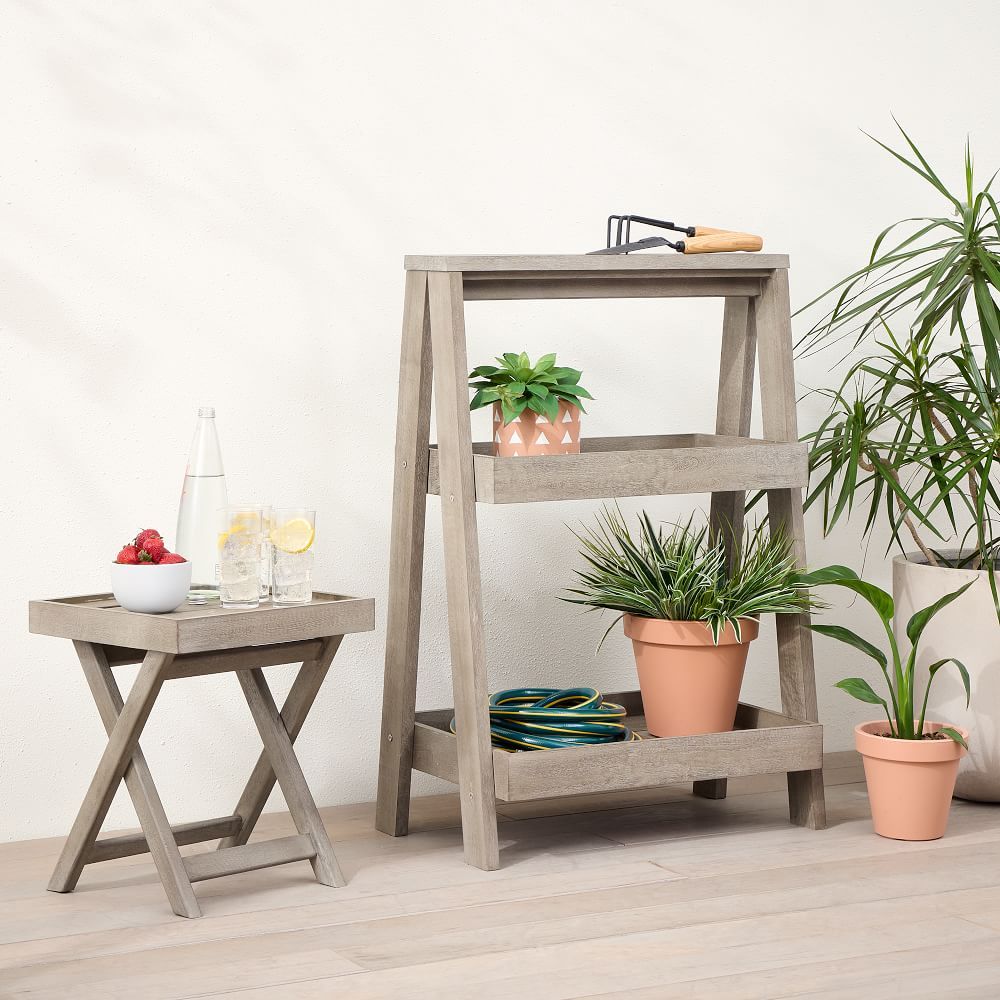 Portside Wood 2-Tier Plant Stand & Tray Table | West Elm (US)