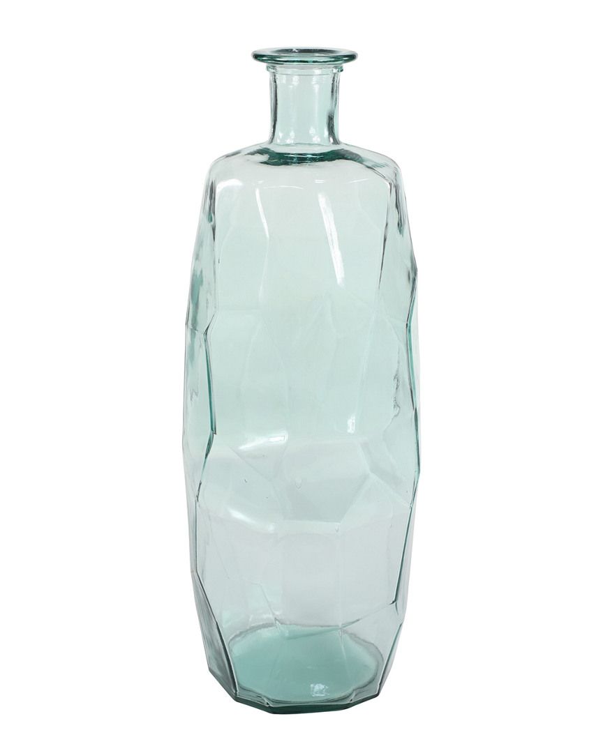 UMA Extra Large Decorative Soda Lime Glass Flower Vase W/ Angular, Geometric Body | Gilt