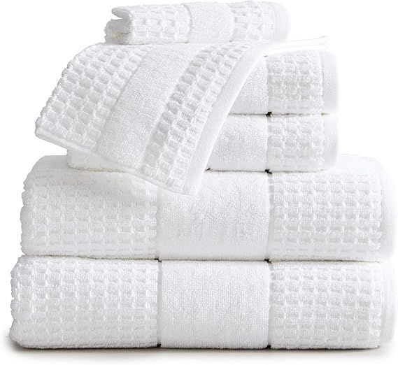 100% Cotton Super Soft Luxury Towel Set | Quick-Dry and Highly Absorbent | Waffle Textured | 550 ... | Amazon (US)