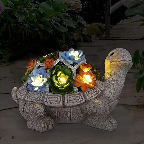 Nacome Solar Garden Outdoor Statues Turtle with Succulent and 7 LED Lights - Lawn Decor Statue fo... | Amazon (US)