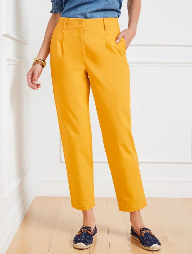 Modern Twill Pleated Chinos | Talbots
