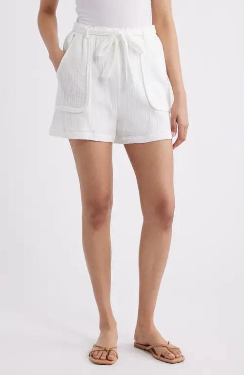 CITY BLUES Woven Cotton Shorts in White at Nordstrom, Size Small | Nordstrom