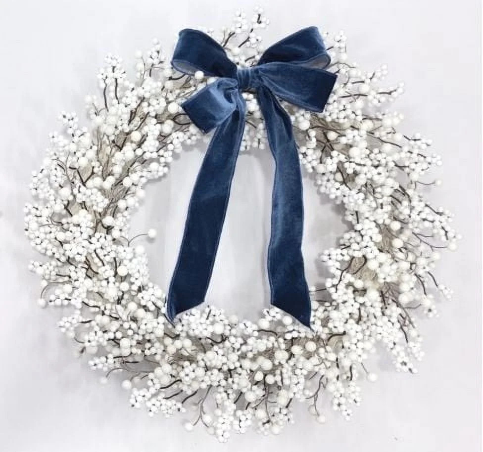 Berry Christmas Wreath, White, 24", by Holiday Time | Walmart (US)