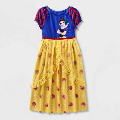 Girls' Disney Snow White Dress-Up NightGown - Blue/Yellow XS | Target