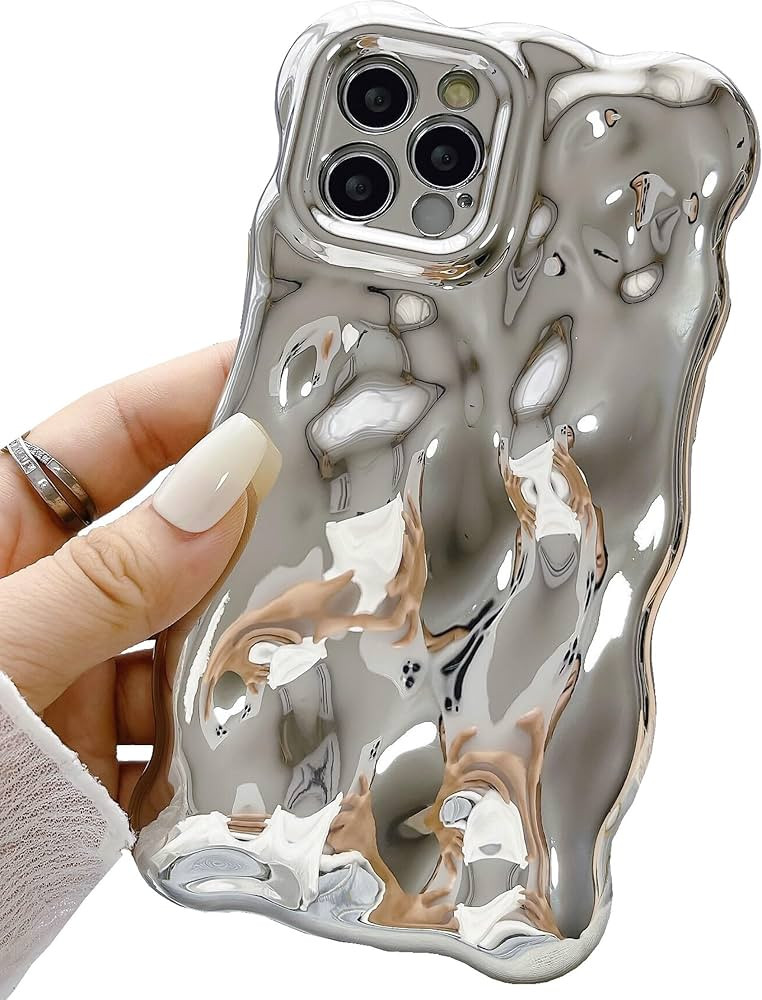 Case for iPhone 14 Pro Max,3D Wave Bubble Shape Ripple Chrome Pattern Soft Non-Yellowing Bumper C... | Amazon (US)