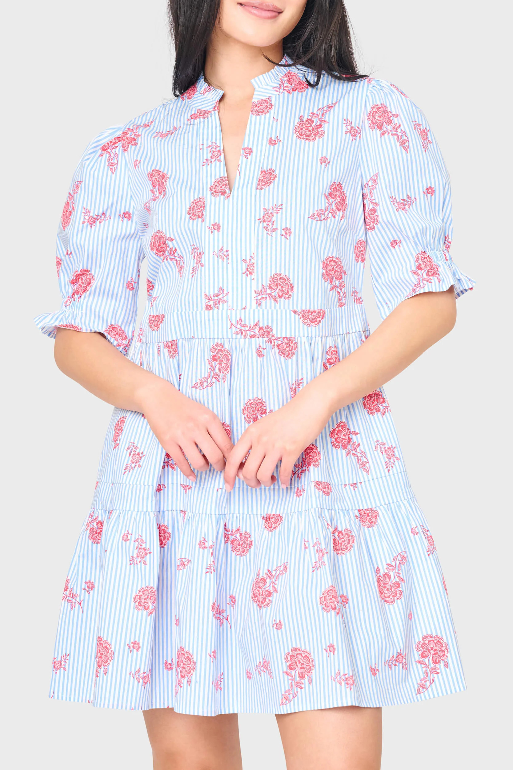 Puff Elbow Sleeve Decked Out Day Dress | Poplin Summer Dress | Gibsonlook | Gibsonlook