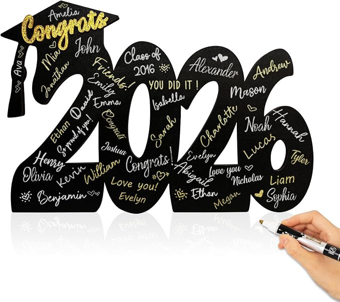 2026 Graduation Signature Board - Large Wood Class of 2026 Guest Book Alternative - Graduation De... | Amazon (US)