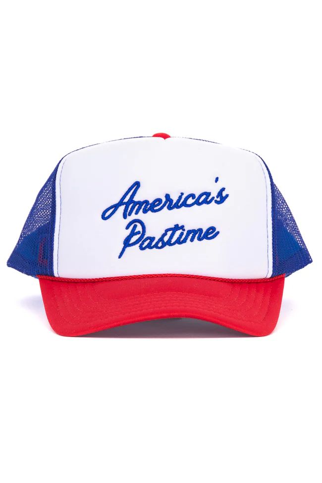 Americas Pastime Red/Blue/White Trucker Hat | Pink Lily