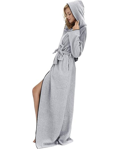 HEARTNICE Womens Long Hooded Robe, Soft Warm Fleece Bathrobes Full Length Plush House Coat | Amazon (US)