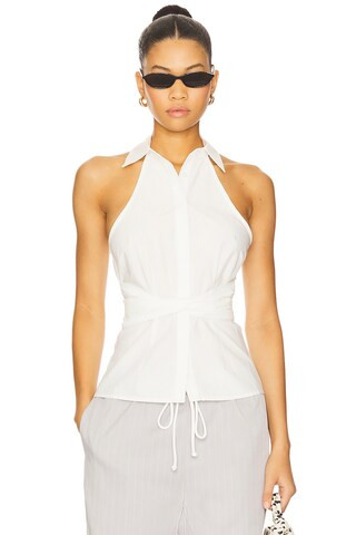 Evie Button Up Top in White | Revolve Clothing (Global)