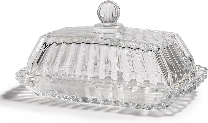 Clear Glass Butter Dish with Lid - Covered Butter Container Holder Keeper Tray Plate for Kitchen,... | Amazon (US)