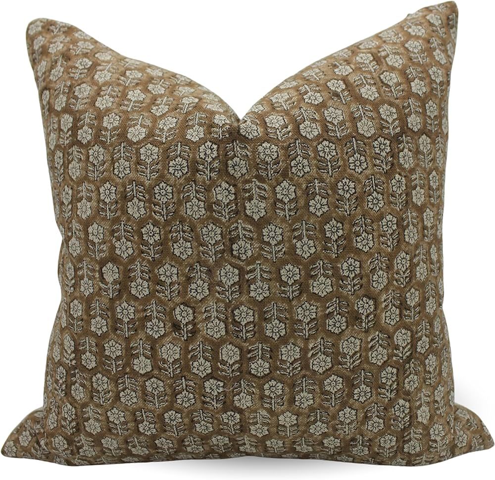 Fabritual Outdoor Cushion Cover Thick Linen Cushion Covers Boho Throw Pillow Covers Handblock Pri... | Amazon (US)