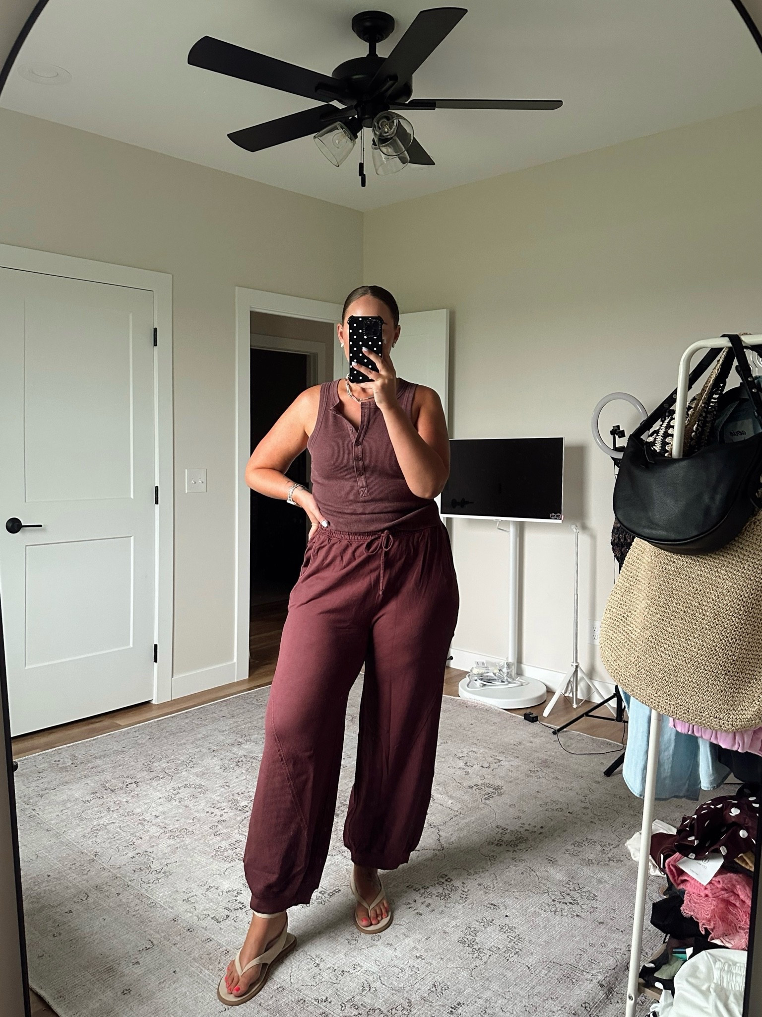 Aerie tank - large
Aerie jiggers - large 

Aerie real, aerie matching sets, 
Tall girl fashion, size 14 summer outfit, midsize fashion, midsize mom style, casual summer outfit, summer outfit inspiration, tall women clothing, everyday outfit ideas, mom outfit ideas for summer, summer outfits 2026 women, midsize summer outfits, casual mom outfits, casual outfit ideas, casual shorts outfits, cozy fall outfits,

#LTKootd #LTKTall #LTKMidsize