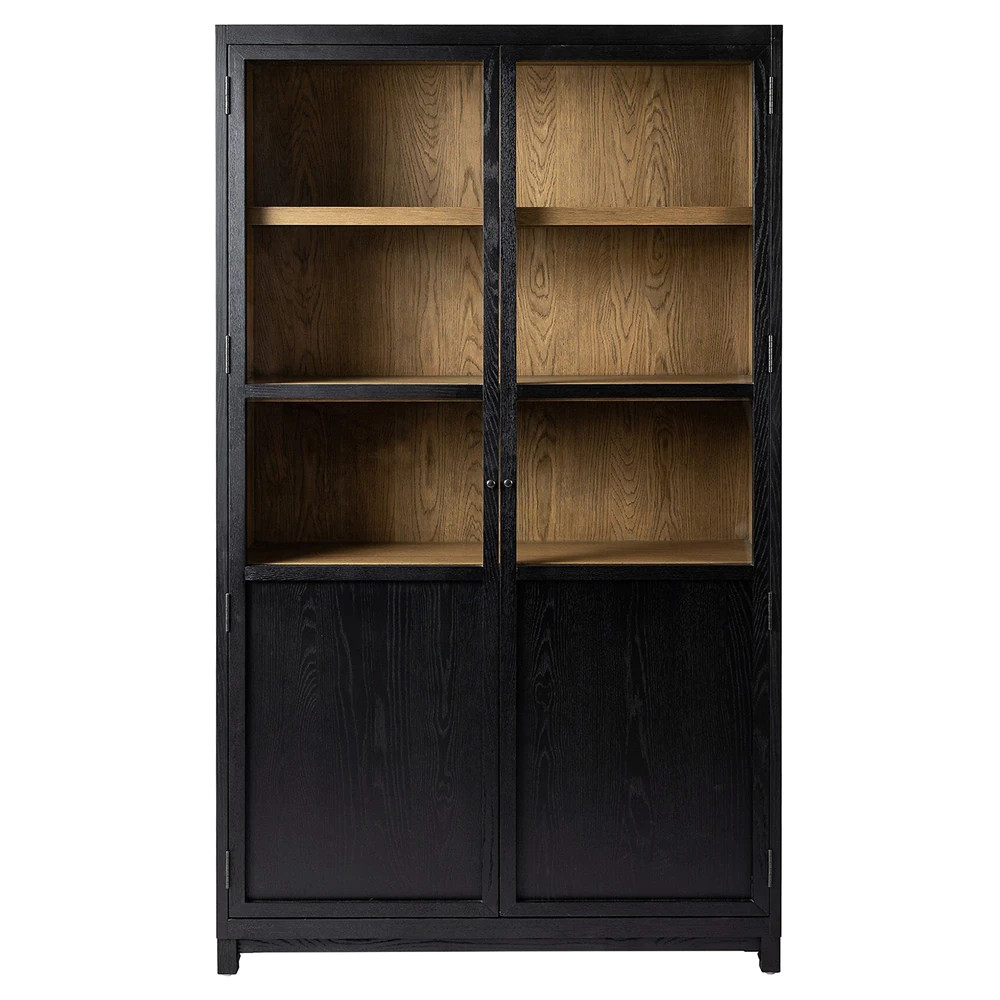 Clarence Modern Classic Black Oak Display Cabinet | Kathy Kuo Home